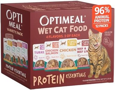 Optimeal Wet Cat Food Variety Pack - Savory Protein Selection, Grain Free Tender Morsels, High Protein Premium Nutrition Made with Natural European Ingredients, Adult Cat Pouches 3oz (Pack of 12)
