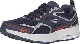 Skechers Golf Men's Go Consistent Running Shoe, Navy Leather Synthetic Red Trim, 12 UK