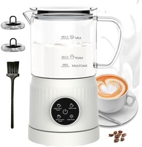 Casimhu 4 in 1 Electric Milk Frother, Hot and Cold Foam Maker Electric Milk Frother Milk Warmer for Coffee, Latte, Cappuccino, Glass, White