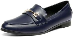 DREAM PAIRS Women's Loafers Penny Loafers Fashion Comfortable Flats Dressy Shoes,Size 6.5,Navy-Pu,SDLS2312W