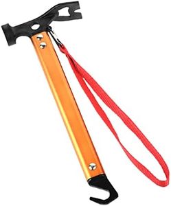 Carbon Steel Aluminum Camping Hammer, 12" Small Lightweight Three-in-One Functional Tent Stake Hammer for Hiking Kit Orange