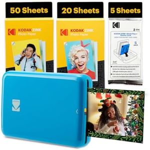 Kodak Step Instant Smartphone Photo Printer - 75 Sheets Bundle - Portable Mini Color Wireless Mobile Printer - Zink 2x3” Sticky-Back Photos - Bluetooth Compatible with Smart Devices - Fun App -Blue