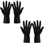 Frabble8 Heavy duty Thick Hair Dye Gloves Black Reusable Rubber Gloves Hair Coloring Accessories for Hair Salon Home Hair Dyeing henna Mehendi and Color Size-Large (Pack of 2 Pair, Black)