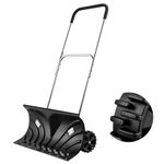ORIENTOOLS Heavy Duty Snow Shovel, Rolling Adjustable Snow Pusher with 15 cm Wheels, Efficient Snow Plow Suitable for Driveway or Pavement Clearing (63.5 cm Blade)