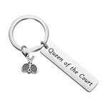 CHOORO Tennis Gift Tennis Keychain Tennis Mom Gift Queen of The Court Tennis Player Gift Tennis Team Gift, Metal