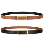 SANSTHS Skinny Reversible Belts for Women, Women Thin Belt for Dresses Jeans Pants with Gold Buckle, Black/Brown S