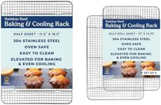 Ultra Cuisine Heavy Duty 100% Stainless Steel Cooling Rack for Cooking and Baking - Baking Rack & Wire Cooling Rack - Fits Half Sheet and Jelly Roll Sheet Pans - 11.5''x16.5'' and 10''x14.75''