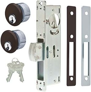 Deadbolt Lock 1-1/8" Backset, 2 Mortise Cylinders 1" Keyed-Alike Compatible with Schlage C Keyway (Dark Bronze), 2 Faceplates (Aluminum/Dark Bronze)