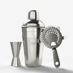 SAKI Stainless Steel Cocktail Shaker Set || Premium Cocktail Shaker Set with Strainer and Jigger || Perfect for Home Parties || Gifting