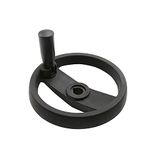 Bettomshin 1Pcs 6.30inch Anti-Slip Lathe Handwheel 2 Side Black PP w Foldable Handle Center Hole Diameter 16mm/0.63inch for Milling Machine Lathes Grinders Black