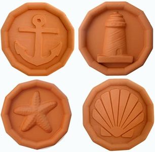 JBK Pottery Brown Sugar Savers - New Designs (Set of 4 - Anchor, Lighthouse, Starfish, Sea Shell) - Ocean Theme