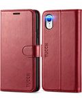 TUCCH Flip Folio Case for iPhone XR Wallet Flip Folio Case with RFID Blocking Card Holder Soft PU Leather Kickstand Protective Magnetic Closure Cover Compatible with iPhone XR (6.1 Inch) - Dark Red