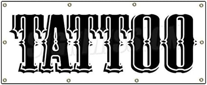 36"x96" Tattoo Banner Sign Shop Artist Signs Gun neon Piercing