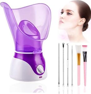 Facial Steamer Nano Ionic Face Steamer, Apstour® Face Steamer Warm Mist Humidifier Atomizer for Face Sauna Spa Sinuses Moisturizing,Unclogs Pores with 6PCS Skin Kit (Purple +6PCS Skin Care Kit)