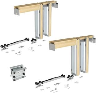 JUBEST 2 Set Pocket Door Frame Kits with 220LBS Two-Way Soft-Close Mechanism, Easy to Install Pocket Door Kit, for Double Door 48" to 72"x80", Durable and Stylish Hidden Door Kit, Smoothly and Quietly