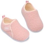 JIASUQI Toddler Slippers Kid Warm House Shoes Boys Girls Fuzzy House Slippers for Indoor Outdoor(Pink 142,UK Size 5.5-6)