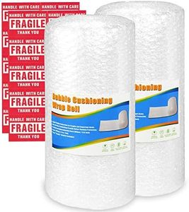 Pobuu 2 Rouleaux Papier à bulles, 300 mm x 11 m/rouleau, perforés tous les 30 cm, 20 autocollants fragiles inclus – bulles d'air film à bulles pour déménagement et emballage