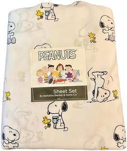 BERKSHIRE Blanket & Home Co Peanuts Sheet Set (White - Dog with Coffee Cup, Twin)