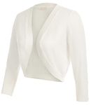 Belle Poque Plus Size White Cardigan Sweater for Women 3/4 Sleeve Bolero Shrug Open Front Knit Cropped Cardigan(White XL)