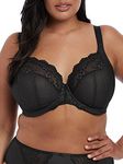 Elomi Women's Charley Stretch Plunge Bra: Stretch Lace & Mesh, Racerback Option. Low Plunge UK Sizes D-JJ, US Sizes D-N, Black, 40H