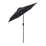 FLAME&SHADE 7.5 ft Solar Powered Outdoor Market Patio Table Umbrella with LED Lights and Tilt, Anthracite