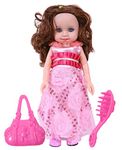 Toyshine 12 Inches Fashion Beauty Doll with Toy Make Up Accessory - Pink Gown