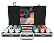 Bullets Playing Cards 'Carmela' Poker Set with 300 Clay Poker Chips - including Ceramic Dealer Button, Double Pack of Bullets Poker Cards