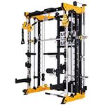 Altas Strength Light Commercial Home Gym Smith Machine with Pulley System Linear Bearing Cage Workout Upper Body Strength Training Equipment Leg Developer Weight Lifting Machine 3059