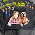 Tehttz Dog Car Cover, Hard Bottom Dog Car Protector Dog Car Seat Cover Waterproof Pet Seat Cover for Back Seat with Mesh Visual Window, Back Seat Extender for Dogs, Dog Hammock Travel Bed