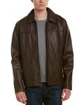 Cole Haan Men's Smooth Leather Collar Jacket, Java, Medium