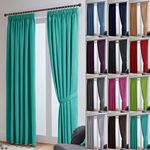 John Aird Thermal Energy Saving Blackout Tape Top Curtains - Matching Tiebacks Included (Teal, 117 x 183cm (46"x 72"))