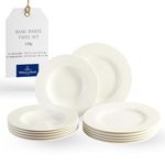 Villeroy & Boch vivo Basic White Dinner Set 12 Pieces for 6 People, Dishwasher Safe, Microwave Safe, Plate Set, Dinner Service, Crockery, Dinner Plates, Soup Plates, Premium Porcelain