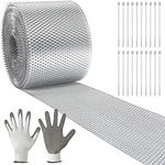 Tandefio Aluminum Gutter Guard 5 Inch x 60 Feet DIY Gutter Covers Gutter Mesh Gutter Screen Rain Gutter Protection Roll with 20 Fixed Cable Tie and Anti Scratch Gloves for Leaves Twigs Branches