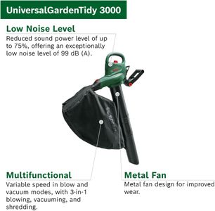 Bosch UniversalGardenTidy Leaf Blower – 3000W Powerful Garden Tool
