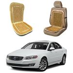 Oshotto Car Wooden Bead Seat Cushion with Velvet Border Compatible with Volvo S-80 - Beige - 1 Piece