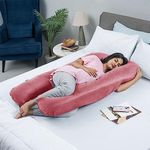 Wakefit Pregnancy Pillow for Pregnant Women | 3 Month Warranty | Maternity Pillow, Pregnancy Gifts for Women, Maternity Pillows for Pregnancy Sleeping, Diwali Gifts, Velvet Cover, U-Shape (Pink)