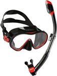 CRESSI F-Dual + Supernova Dry Combo - Unisex Diving Mask F-Dual rimless and Dry Snorkel for Snorkelling and Scuba Diving, Colour Black/Red, One Size