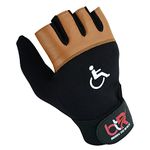 BTR BORN TO RACE Wheelchair Gloves for Men and Women | Workout Gloves | Fingerless Long Thumb Leather Palm (Brown-XL)