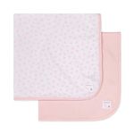 Burt's Bees Baby Set of 2 Bee Essentials 1 Ply Blankets - 100% Organic Cotton, 1 Solid + 1 Honeybee Print, Blossom, 29" x 29"