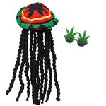 NOVELTY GIANT WWW.NOVELTYGIANT.COM Rasta Dreadlock Reggae Jamaican Rhasta Hat w/Pot Leaf Sunglasses