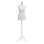 Female Tailors Dummy White Size 12/14 Dressmakers Fashion Students Mannequin Display Bust With A White Wood Tripod Base