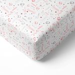 Bacati Muslin 2 Piece Crib Sheets, Baseball/Red/Grey