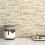 M MOFIT 3D Brick Marble Tile Sticker Self-Adhesive Wall Panels for Kitchen Bathroom Decor Peel and Stick Tile Waterproof(Beige,10sheets)