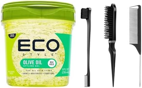 Styling Gel Bundle Eco Styler Gel Edge Control | Curly Hair Gel & Braiding | Perfect Curl Gel with Slick Back Hair Brush Set