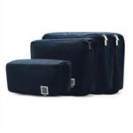 EUME Storage Pods- Polyester Packing Cubes for Men and Women Luggage Travel Organizer Set of Packing Bag (2 XL, 1 Large, 1 Medium Toiletry Bag) (Set of 4, Navy Blue)