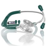 ELKO EL-160 Primus III AL Aluminum Head Stethoscope For Doctors and Medical Students | Double Sided Chest Piece For Adult & Pediatric Patients | U-Shaped PVC Tubing | Soft Sealing Ear Knobs (Green)