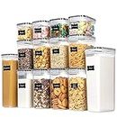 Vtopmart 14pcs Food Storage Containers Set, Kitchen & Pantry Organizers and Storage, Plastic Airtight Pantry Storage Container with Lids for Cereal, Flour and Sugar, Includes 24 Labels