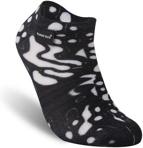 RANDY SUN Ultra Thin Waterproof Socks for Women, Outdoor No Show Hiking Trekking Camping Socks, Black & White, X-small