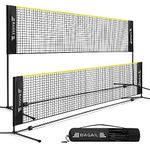 BAGAIL Badminton Net, Foldable Nylon Net 10 ft Wide, Hieght Adjustable Stand and Portable Carry Bag, Easy to Assemble or Disassemble, Ideal Sports Net for Tennis, Badminton or Volleyball - Yellow