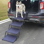 YEP HHO Extra Wide 5 Steps Dog Ramps Dog Ramp for Car Dog Ramp for Large Dogs SUV Folding Dog Stairs Lightweight Dog Stair with Nonslip Surface for High Bed Truck and SUV (5 Step,Widen-3.0)